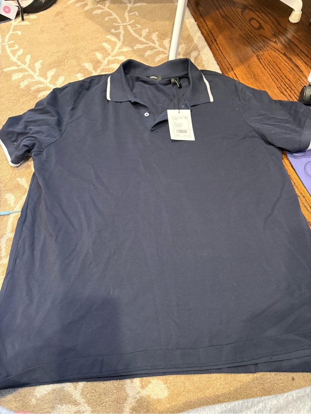 NWT Theory Men’s Navy Polo Shirt with Contrast Trim Size XL